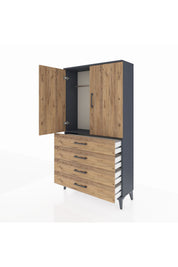 Arges Dolap Tek Raflı 4 Çekmeceli Tek Askılı 88x30x163 - S21M144V6A