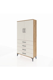 Arges Dolap Tek Raflı 4 Çekmeceli Tek Askılı 88x30x163 - S21M144V7A