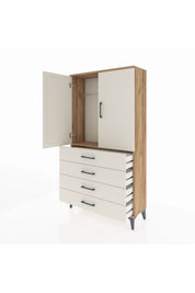 Arges Dolap Tek Raflı 4 Çekmeceli Tek Askılı 88x30x163 - S21M144V7A