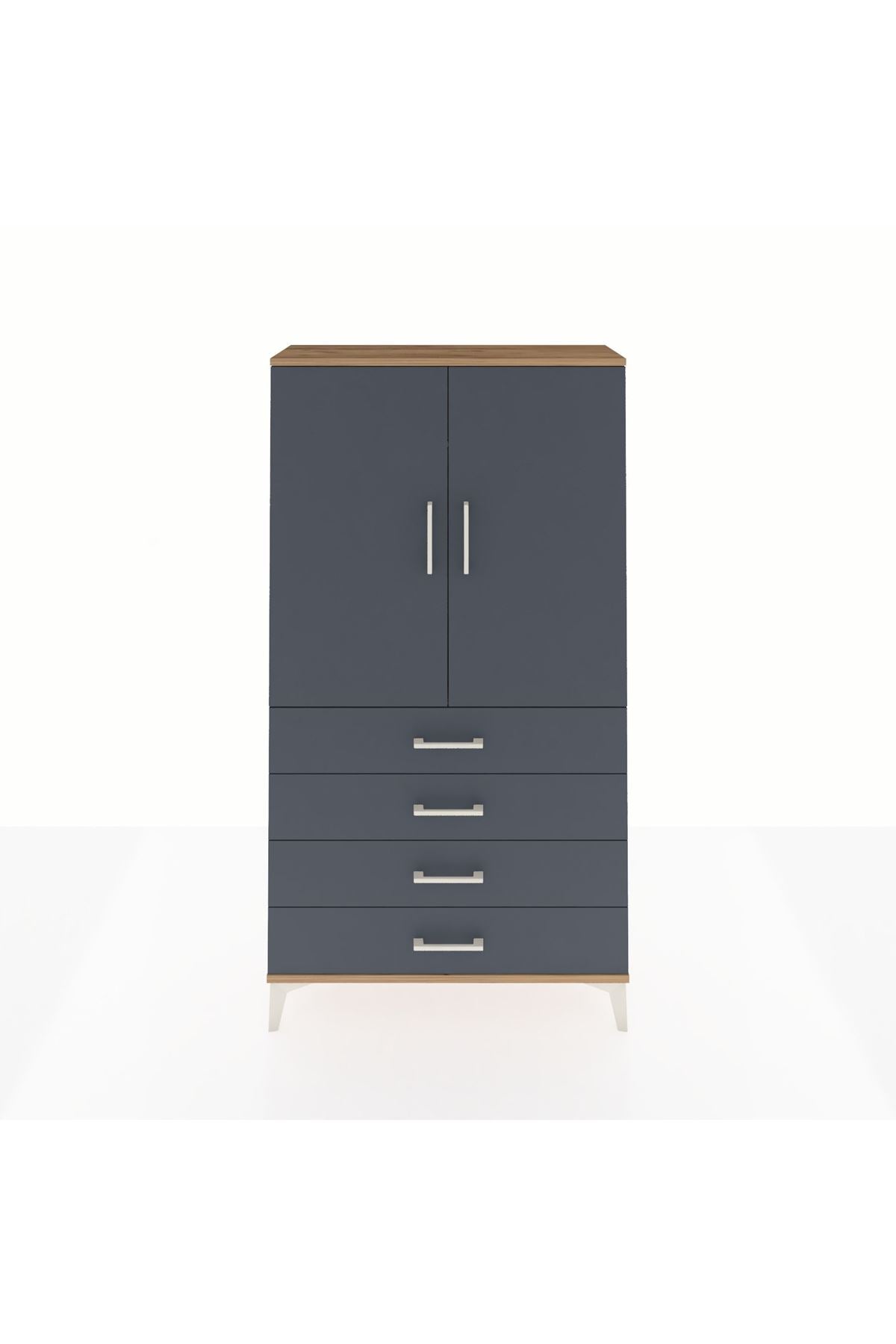 Arges Dolap Tek Raflı 4 Çekmeceli Tek Askılı 88x30x163 - S21M144V8A