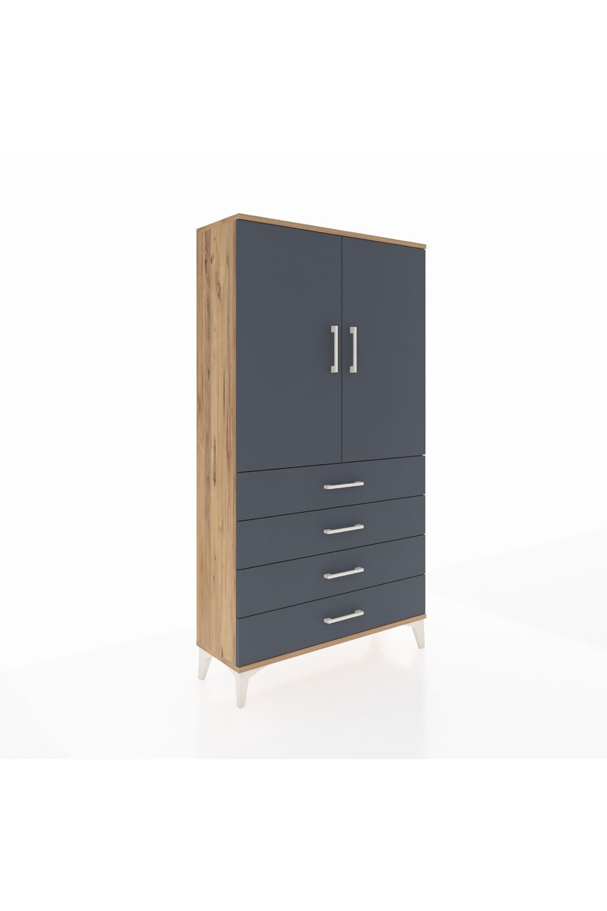 Arges Dolap Tek Raflı 4 Çekmeceli Tek Askılı 88x30x163 - S21M144V8A