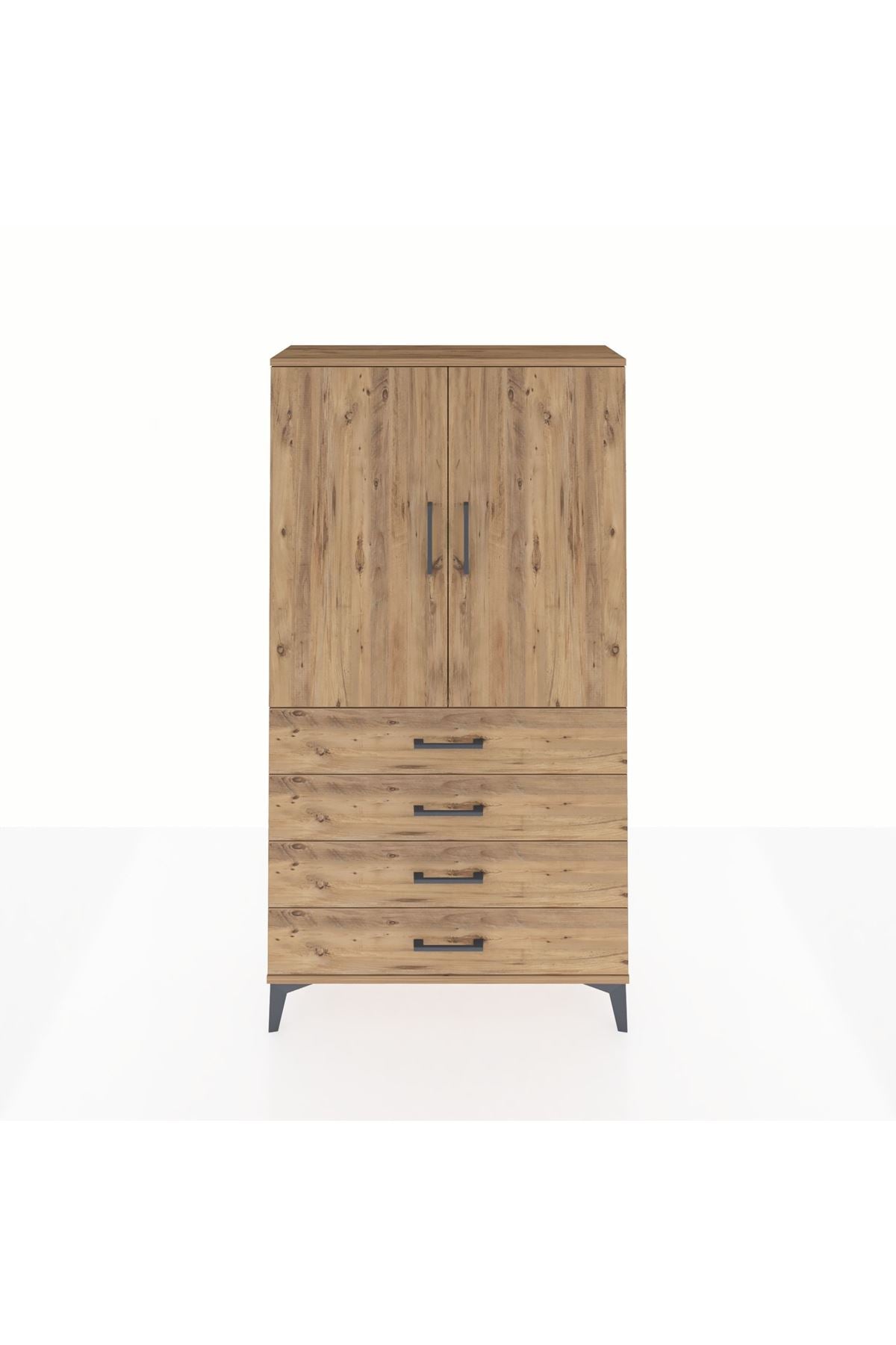 Arges Dolap Tek Raflı 4 Çekmeceli Tek Askılı 88x30x163 - S21M144V9A