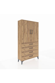 Arges Dolap Tek Raflı 4 Çekmeceli Tek Askılı 88x30x163 - S21M144V9A