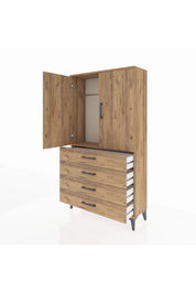 Arges Dolap Tek Raflı 4 Çekmeceli Tek Askılı 88x30x163 - S21M144V9A