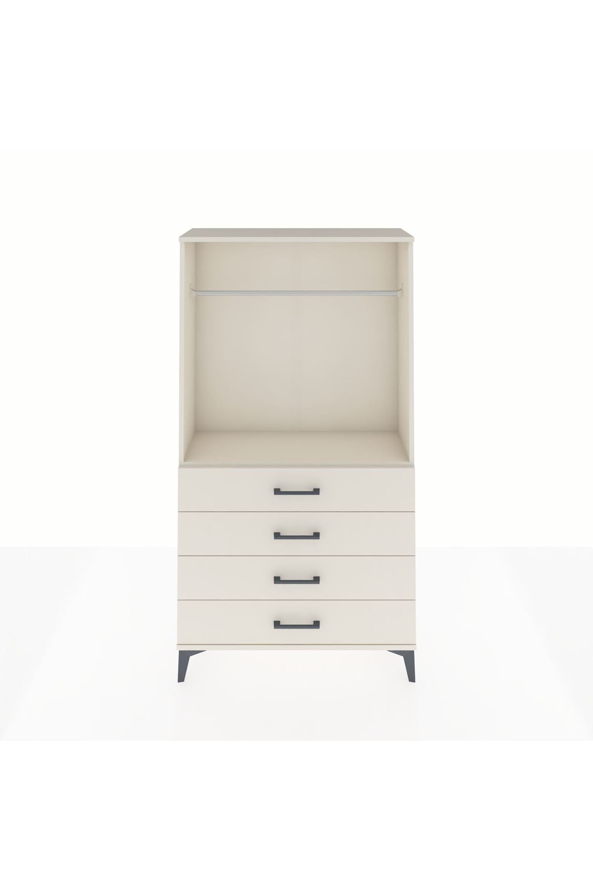Arges Dolap Tek Raflı 4 Çekmeceli Tek Askılı 88x30x163 - S21M145V1A