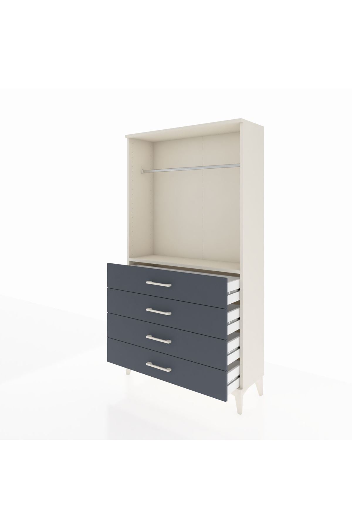 Arges Dolap Tek Raflı 4 Çekmeceli Tek Askılı 88x30x163 - S21M145V2A