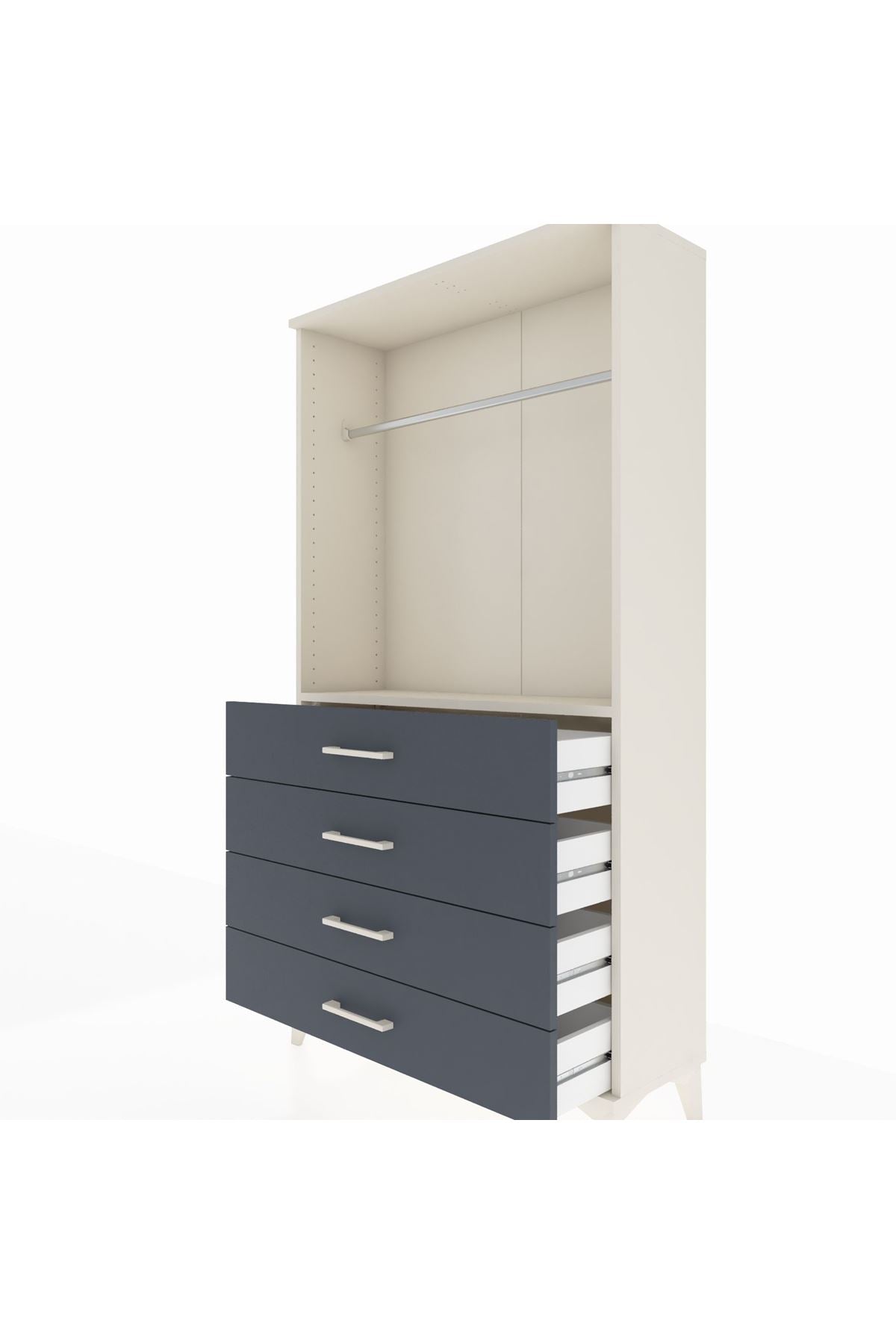 Arges Dolap Tek Raflı 4 Çekmeceli Tek Askılı 88x30x163 - S21M145V2A