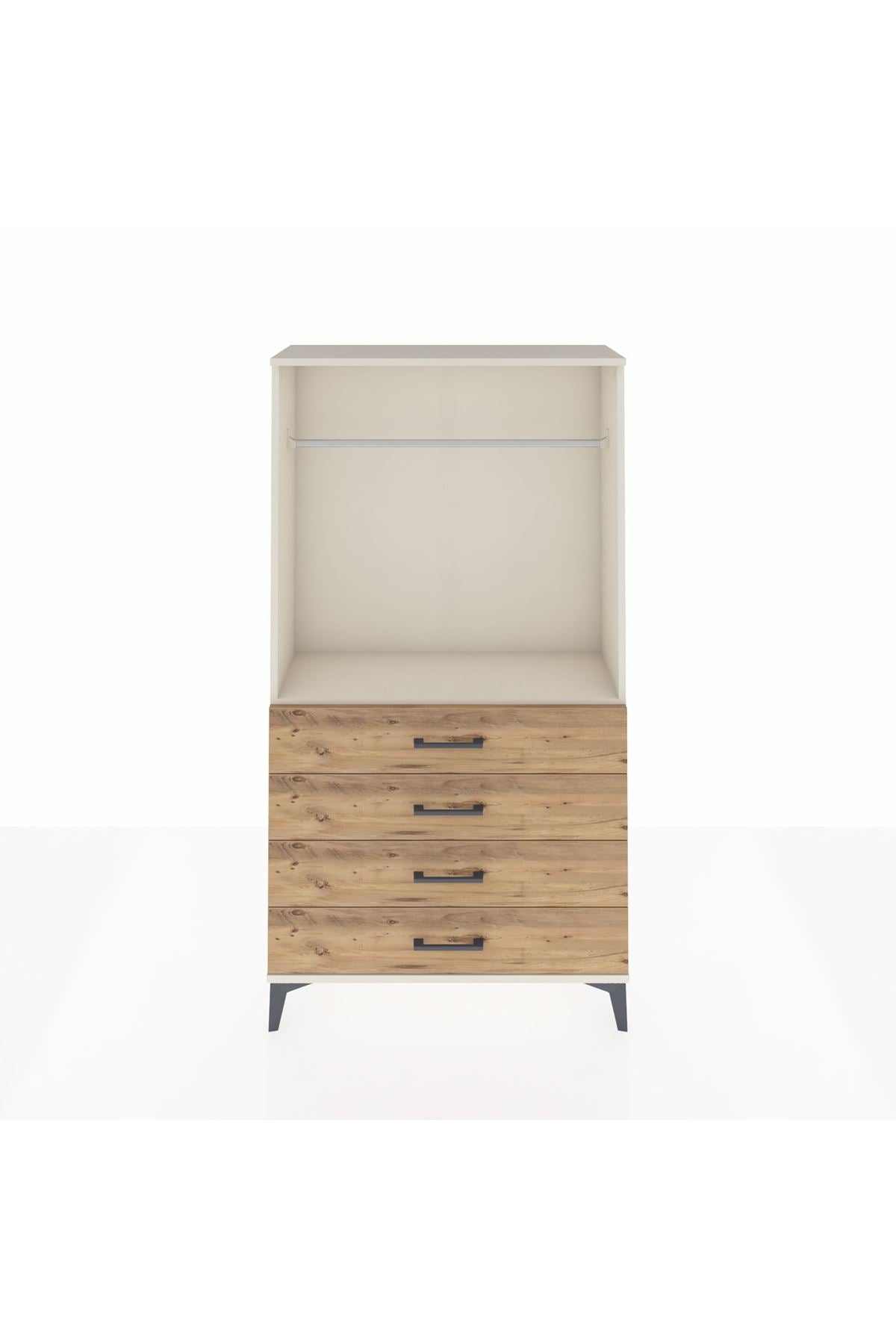 Arges Dolap Tek Raflı 4 Çekmeceli Tek Askılı 88x30x163 - S21M145V3A