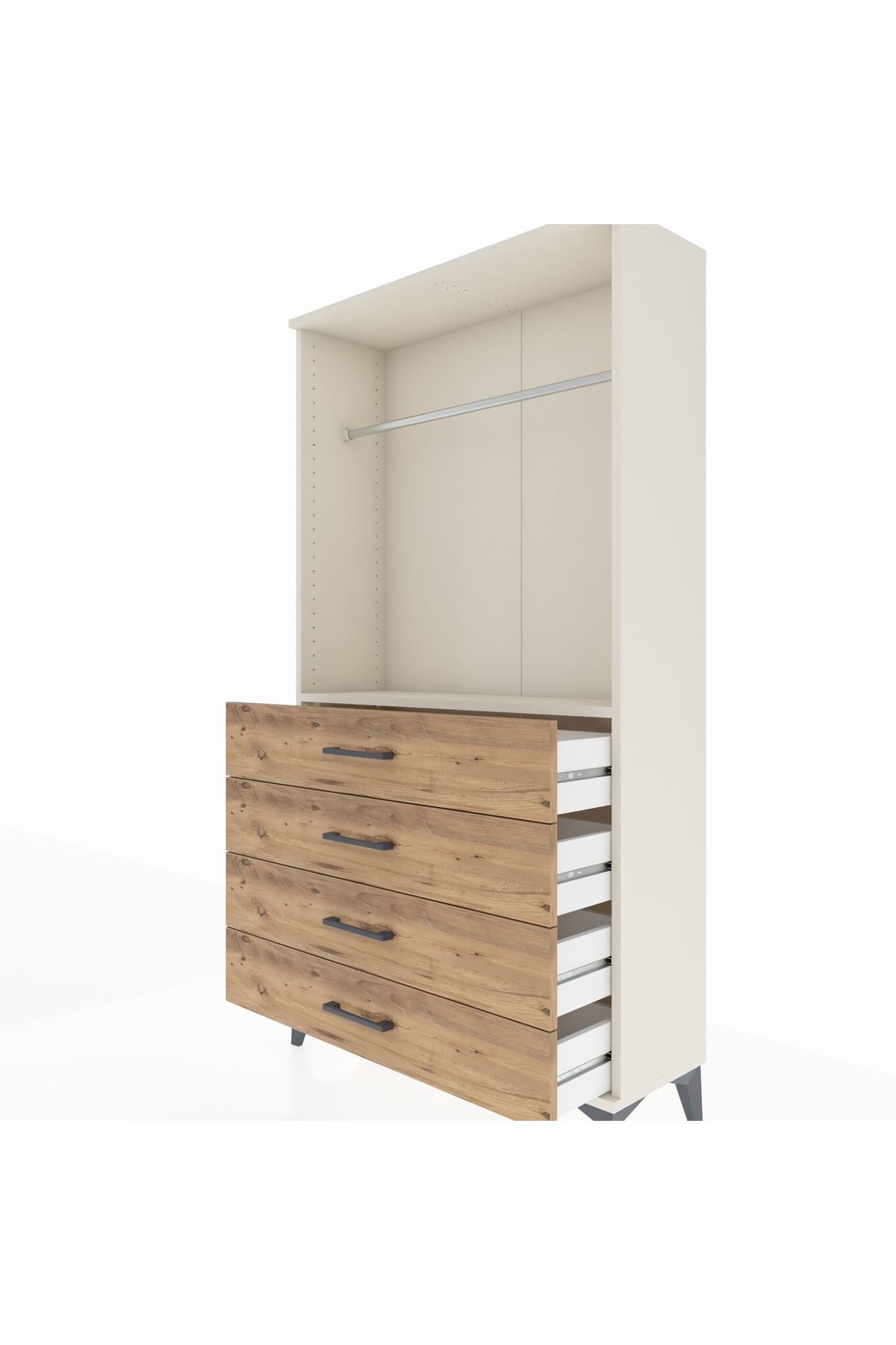 Arges Dolap Tek Raflı 4 Çekmeceli Tek Askılı 88x30x163 - S21M145V3A