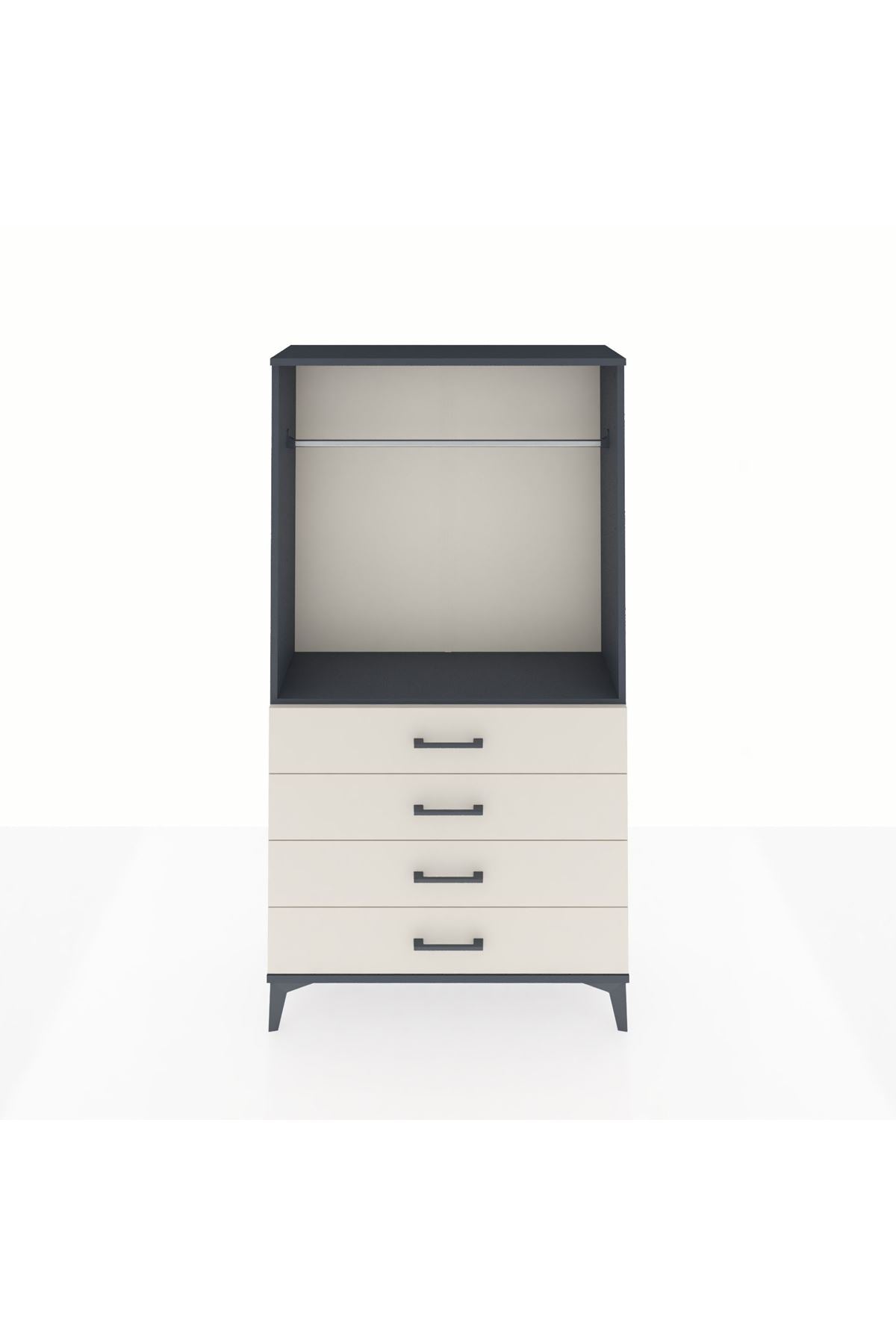 Arges Dolap Tek Raflı 4 Çekmeceli Tek Askılı 88x30x163 - S21M145V4A