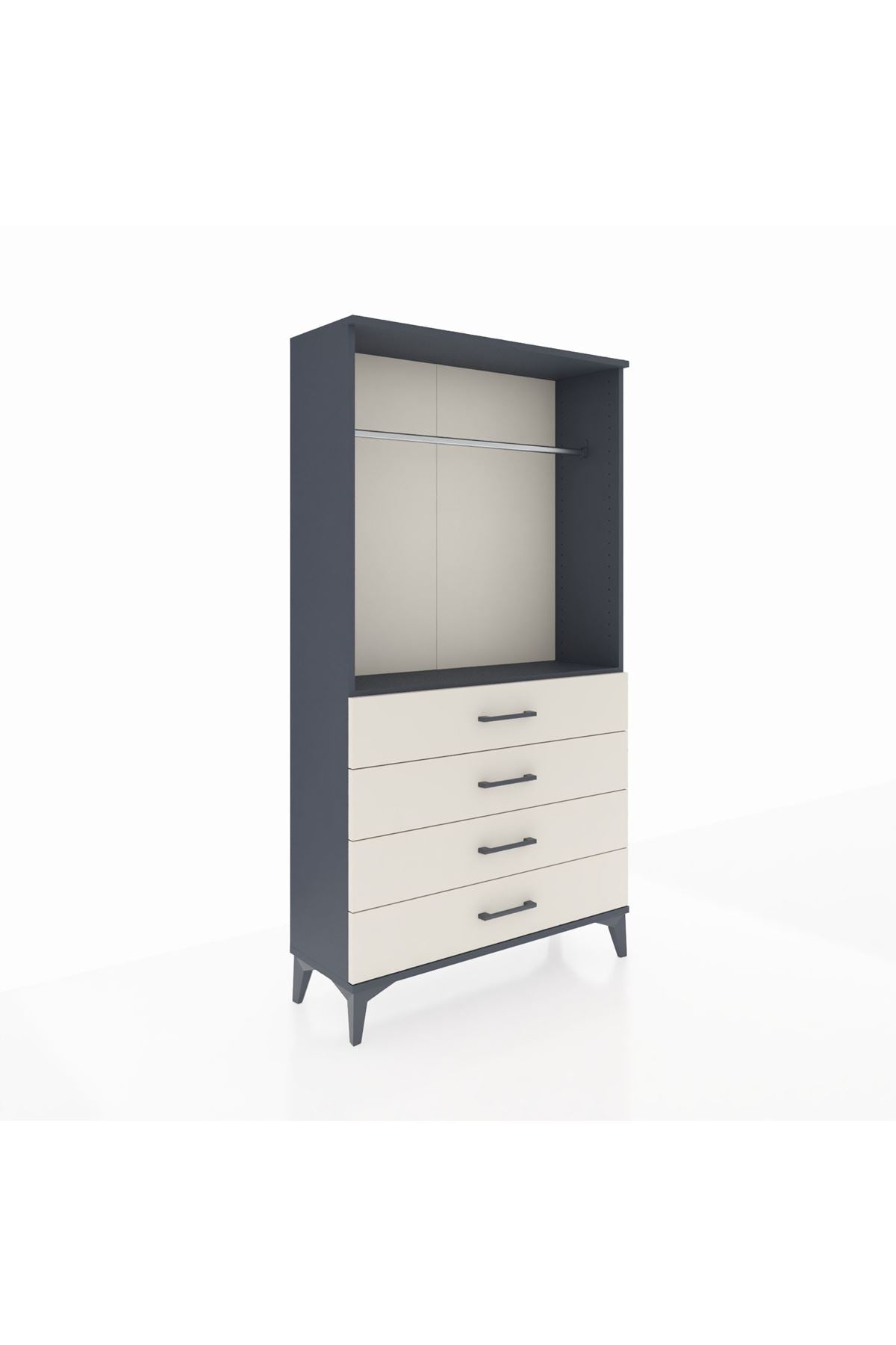 Arges Dolap Tek Raflı 4 Çekmeceli Tek Askılı 88x30x163 - S21M145V4A