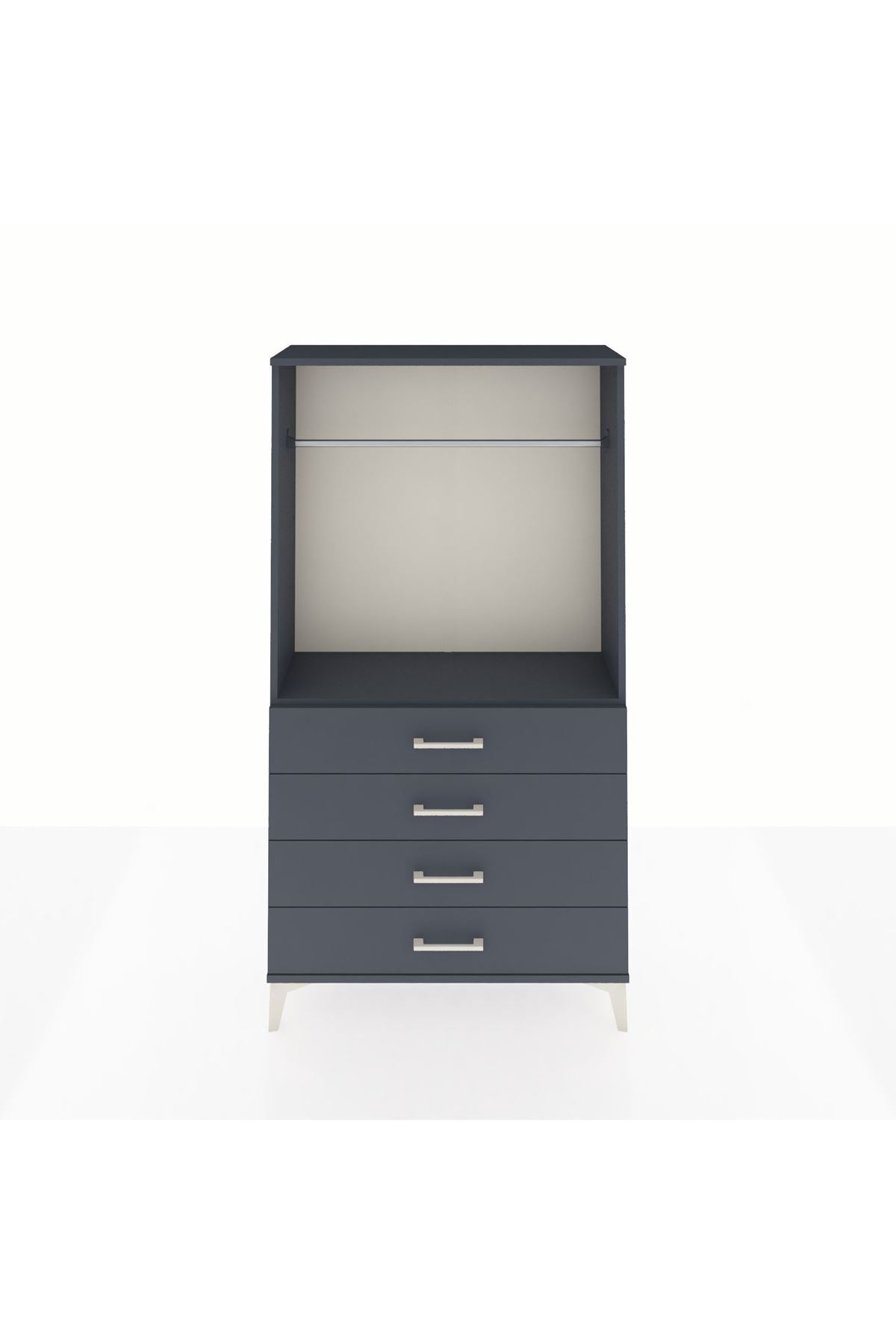 Arges Dolap Tek Raflı 4 Çekmeceli Tek Askılı 88x30x163 - S21M145V5A