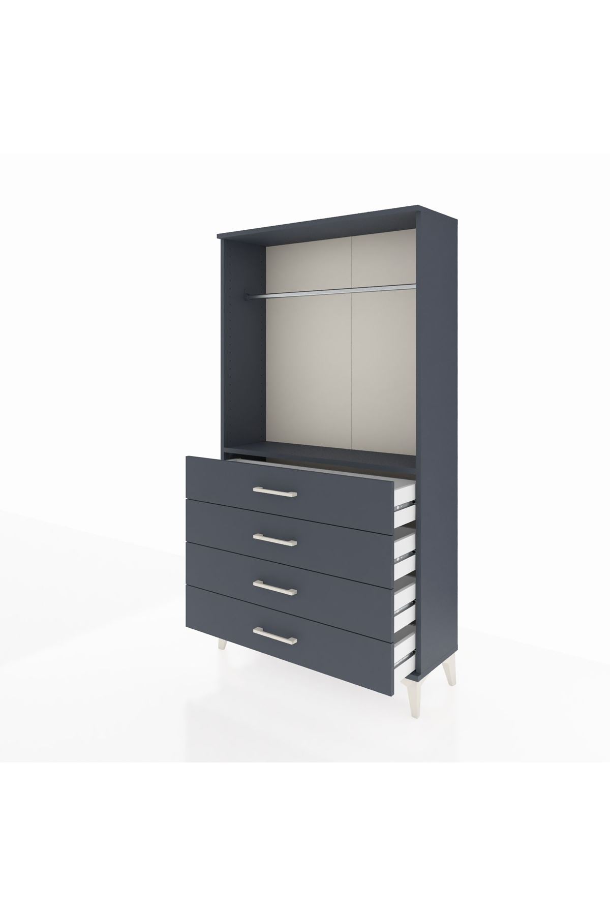 Arges Dolap Tek Raflı 4 Çekmeceli Tek Askılı 88x30x163 - S21M145V5A
