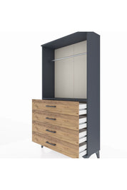 Arges Dolap Tek Raflı 4 Çekmeceli Tek Askılı 88x30x163 - S21M145V6A