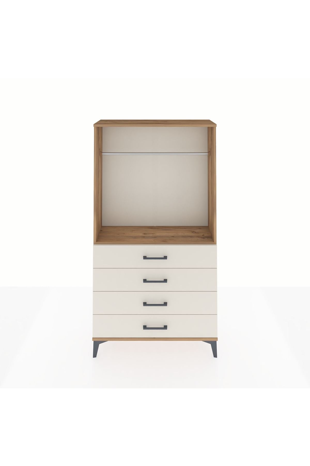 Arges Dolap Tek Raflı 4 Çekmeceli Tek Askılı 88x30x163 - S21M145V7A