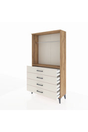 Arges Dolap Tek Raflı 4 Çekmeceli Tek Askılı 88x30x163 - S21M145V7A