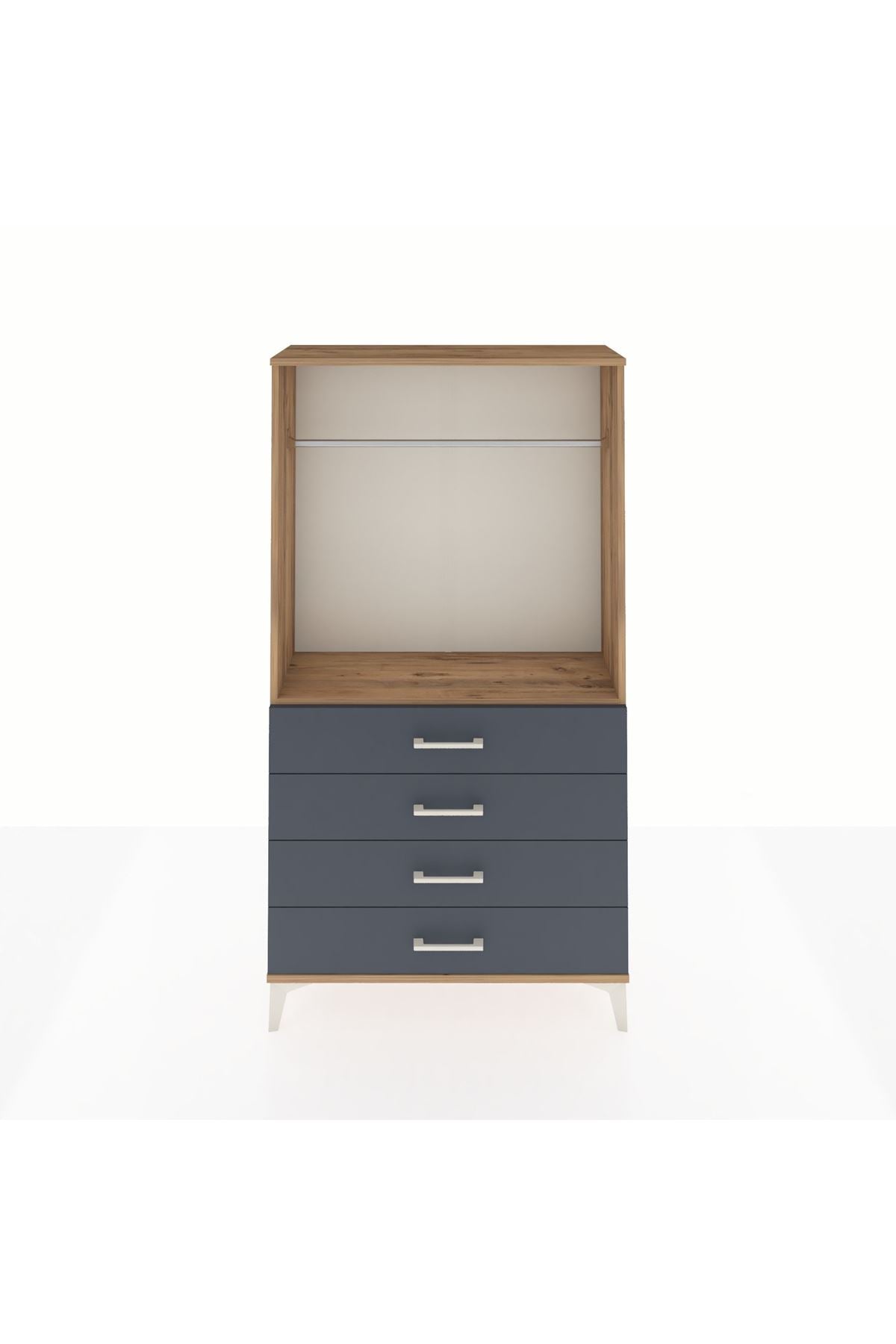 Arges Dolap Tek Raflı 4 Çekmeceli Tek Askılı 88x30x163 - S21M145V8A