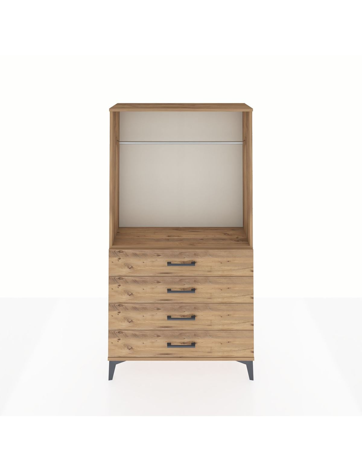 Arges Dolap Tek Raflı 4 Çekmeceli Tek Askılı 88x30x163 - S21M145V9A