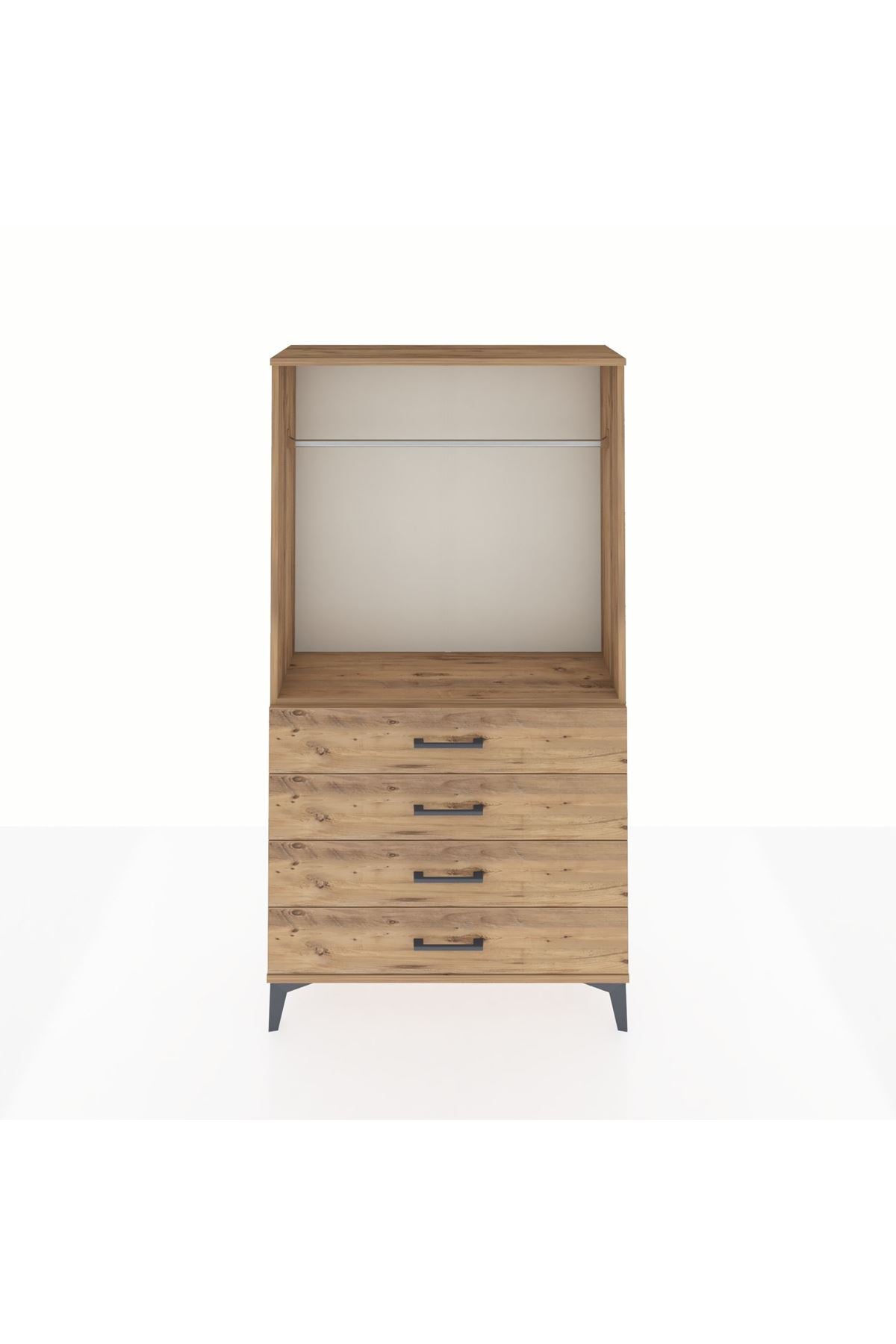 Arges Dolap Tek Raflı 4 Çekmeceli Tek Askılı 88x30x163 - S21M145V9A