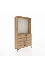 Arges Dolap Tek Raflı 4 Çekmeceli Tek Askılı 88x30x163 - S21M145V9A