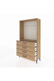Arges Dolap Tek Raflı 4 Çekmeceli Tek Askılı 88x30x163 - S21M145V9A