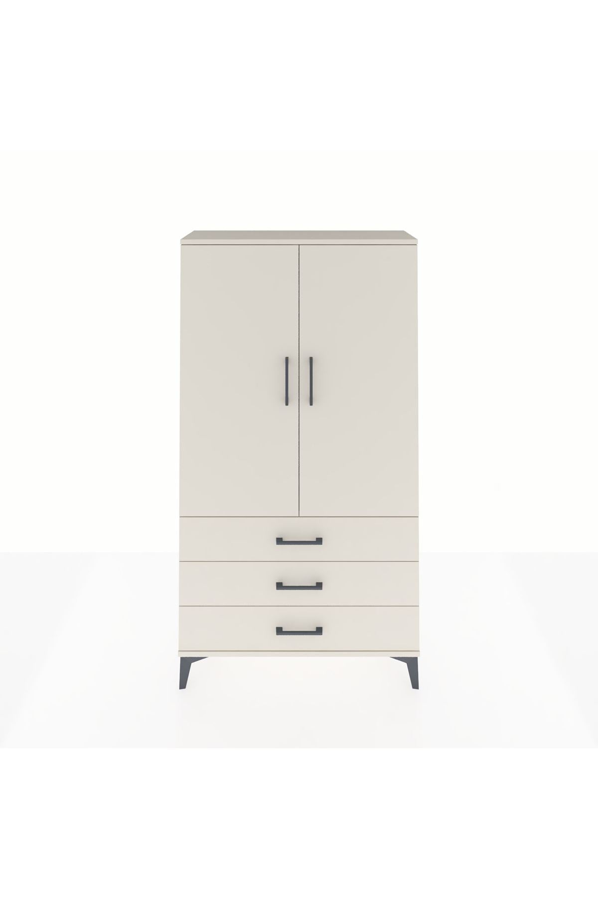 Arges Dolap Tek Raflı 3 Çekmeceli Tek Askılı 88x30x163 - S21M146V1A