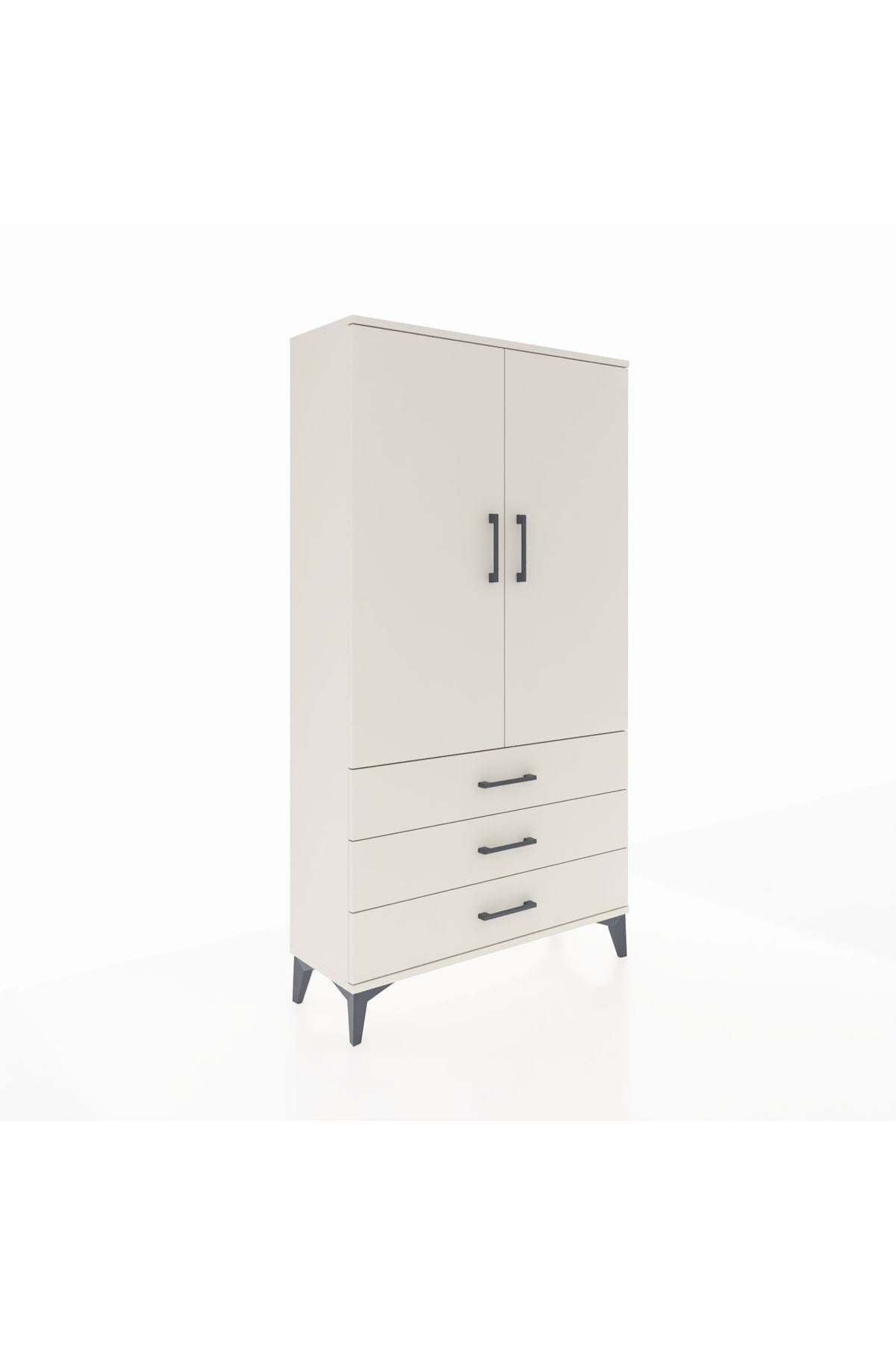 Arges Dolap Tek Raflı 3 Çekmeceli Tek Askılı 88x30x163 - S21M146V1A