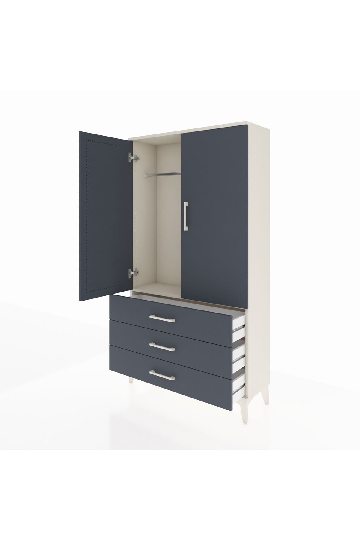 Arges Dolap Tek Raflı 3 Çekmeceli Tek Askılı 88x30x163 - S21M146V2A