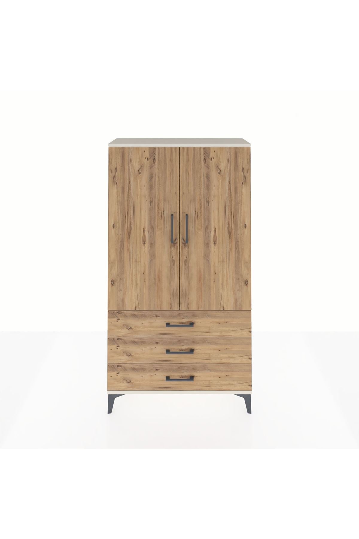 Arges Dolap Tek Raflı 3 Çekmeceli Tek Askılı 88x30x163 - S21M146V3A