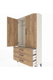 Arges Dolap Tek Raflı 3 Çekmeceli Tek Askılı 88x30x163 - S21M146V3A