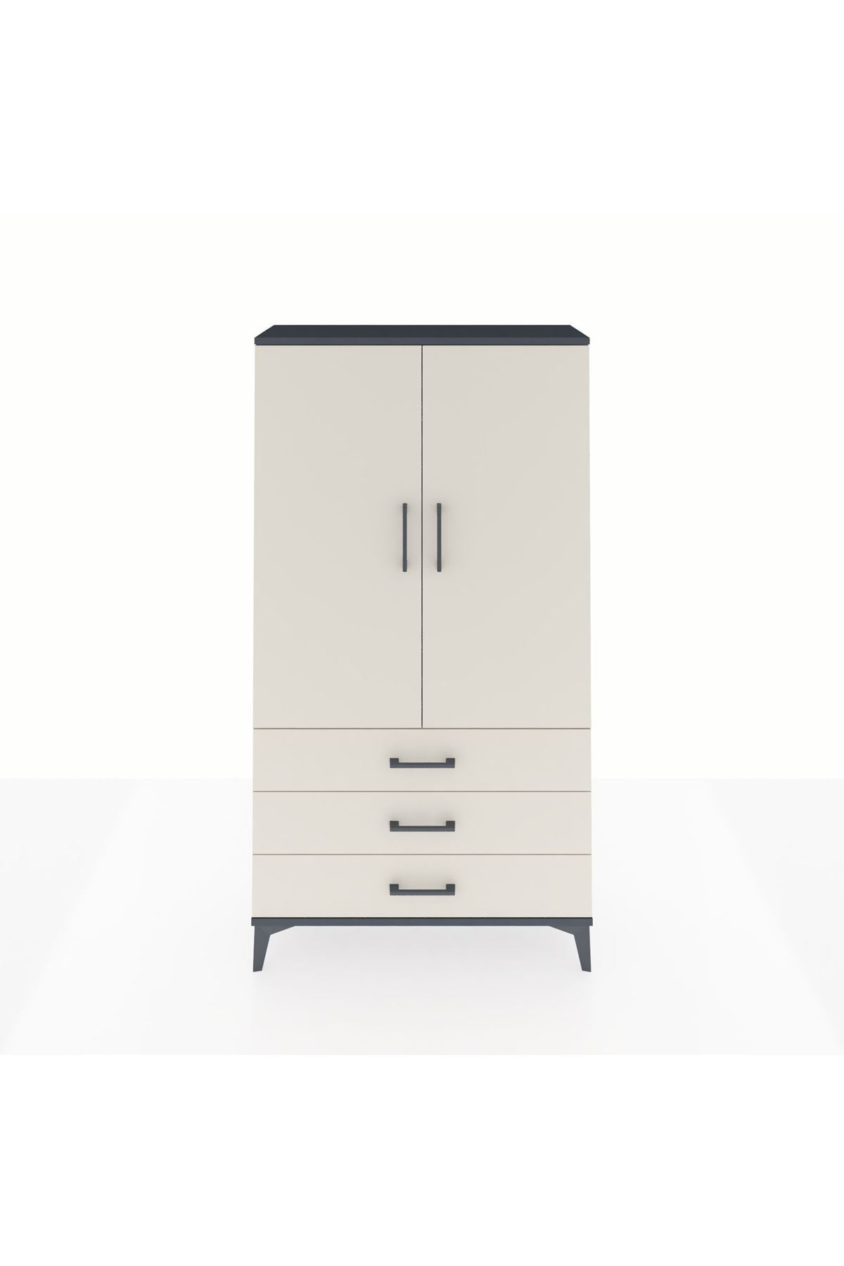 Arges Dolap Tek Raflı 3 Çekmeceli Tek Askılı 88x30x163 - S21M146V4A