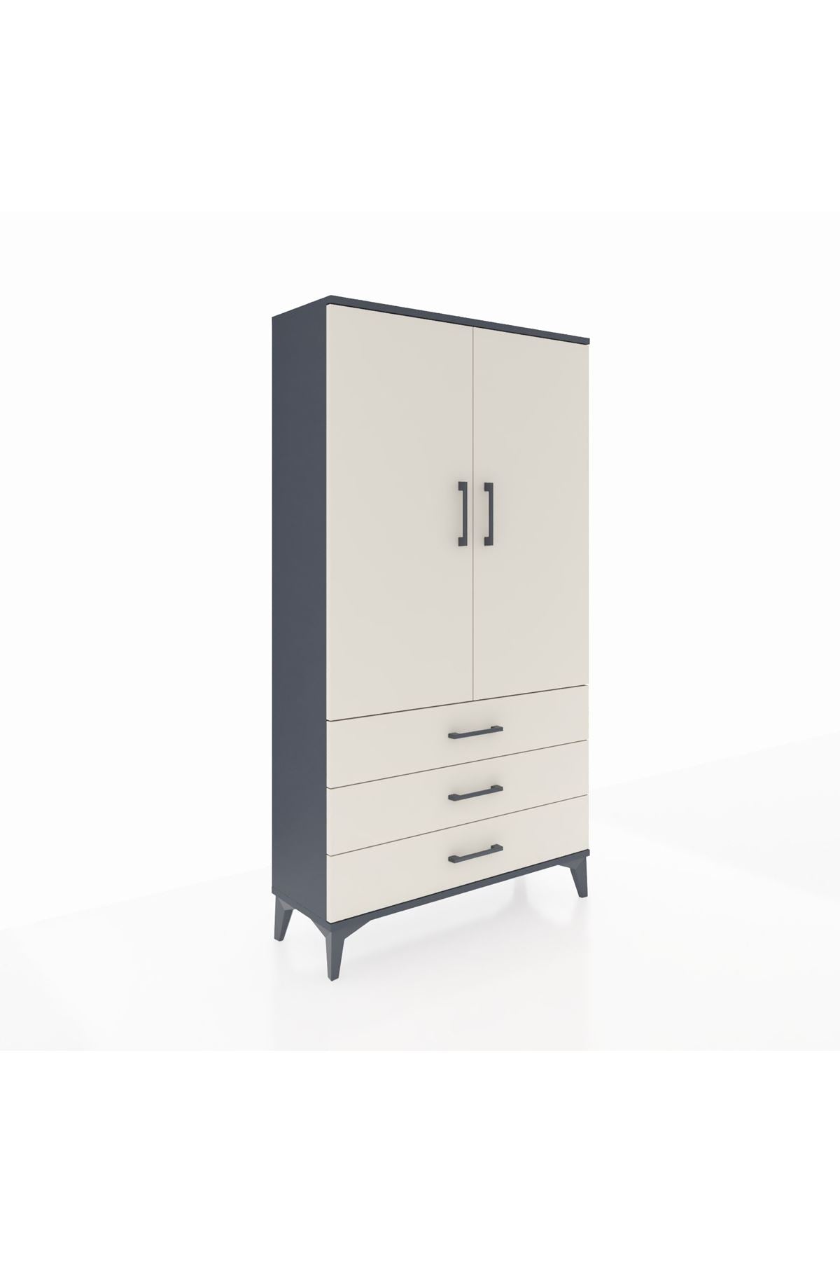 Arges Dolap Tek Raflı 3 Çekmeceli Tek Askılı 88x30x163 - S21M146V4A