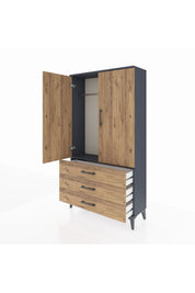 Arges Dolap Tek Raflı 3 Çekmeceli Tek Askılı 88x30x163 - S21M146V6A
