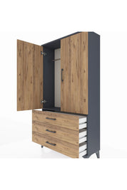 Arges Dolap Tek Raflı 3 Çekmeceli Tek Askılı 88x30x163 - S21M146V6A