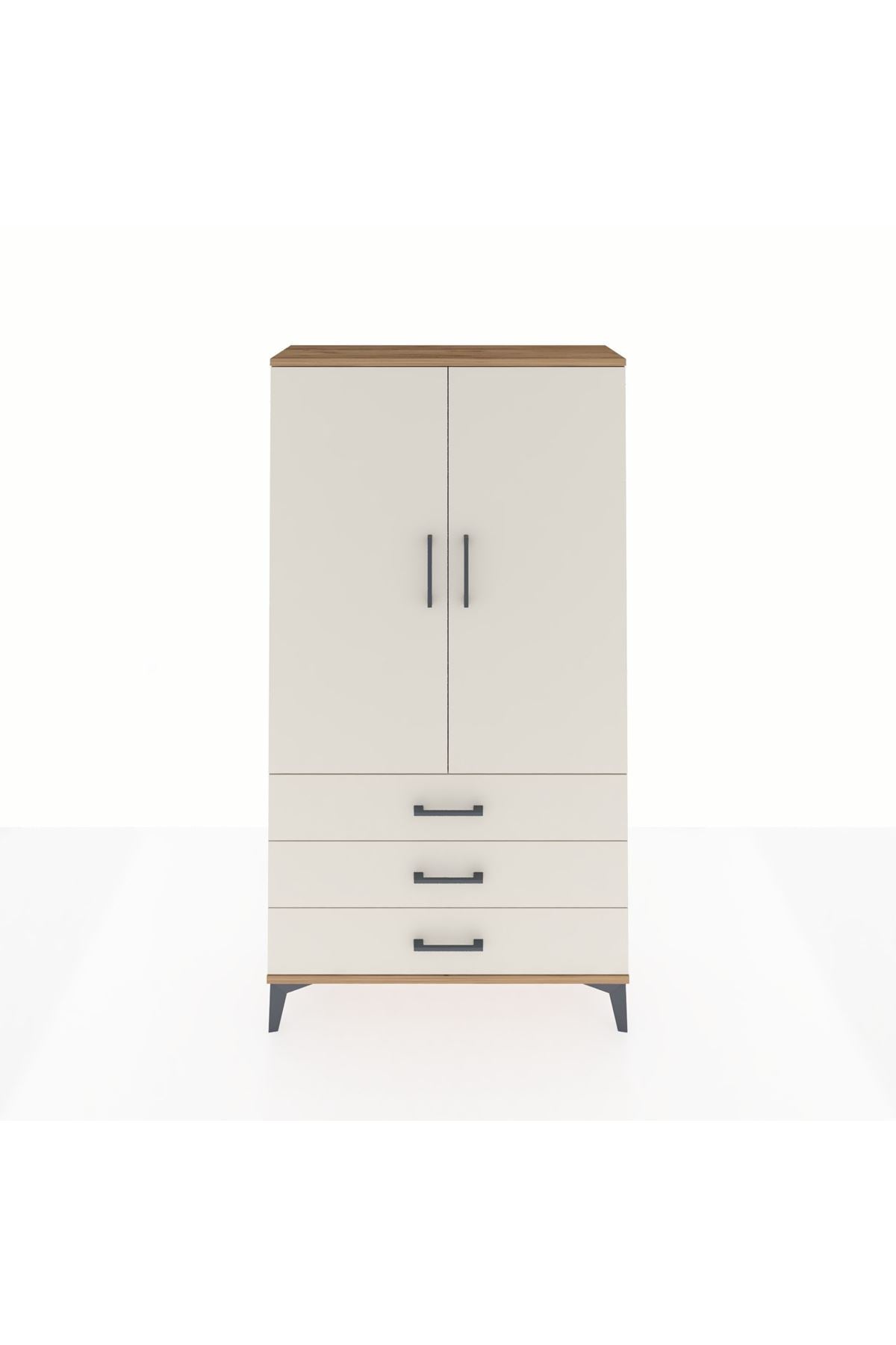 Arges Dolap Tek Raflı 3 Çekmeceli Tek Askılı 88x30x163 - S21M146V7A