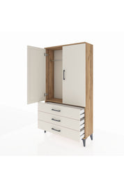 Arges Dolap Tek Raflı 3 Çekmeceli Tek Askılı 88x30x163 - S21M146V7A