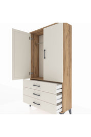 Arges Dolap Tek Raflı 3 Çekmeceli Tek Askılı 88x30x163 - S21M146V7A