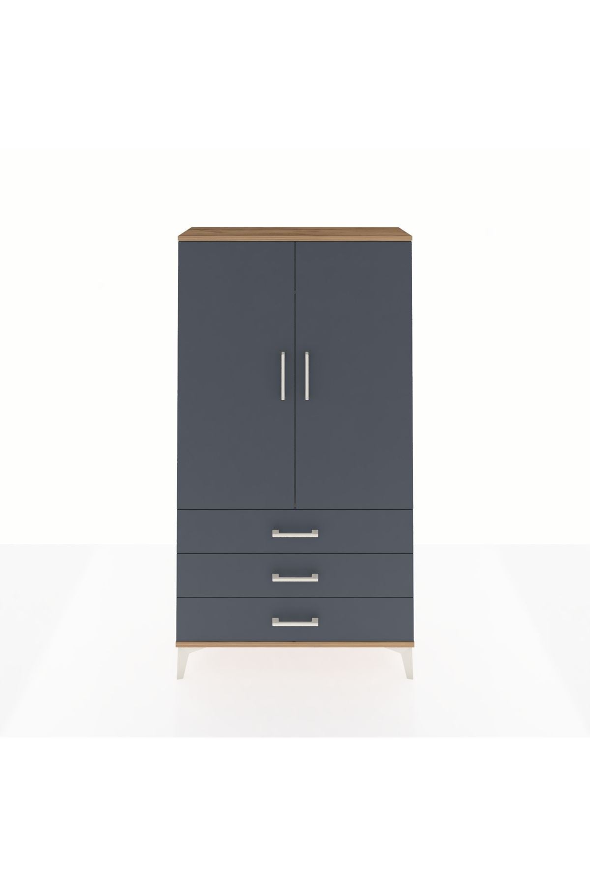 Arges Dolap Tek Raflı 3 Çekmeceli Tek Askılı 88x30x163 - S21M146V8A
