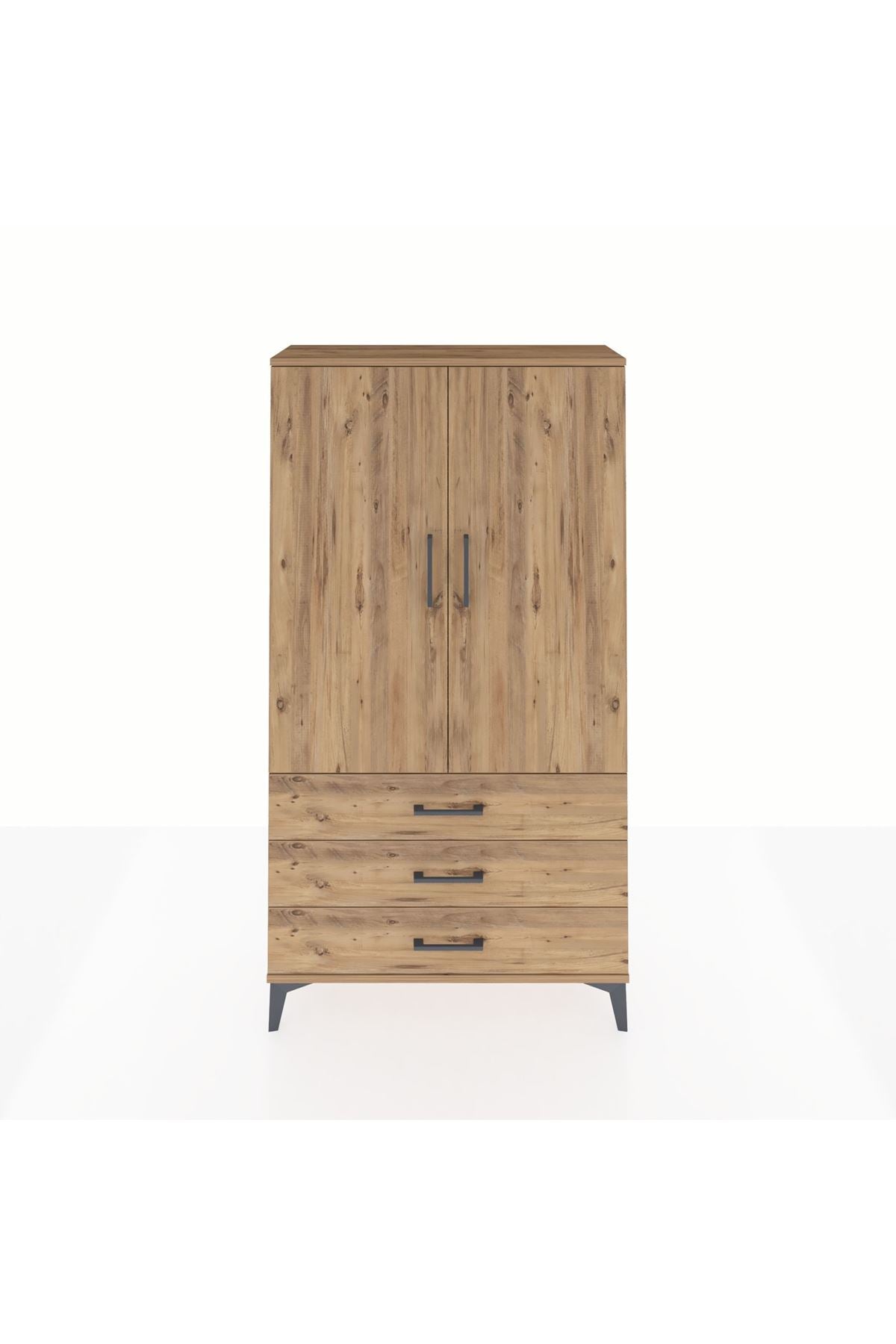 Arges Dolap Tek Raflı 3 Çekmeceli Tek Askılı 88x30x163 - S21M146V9A
