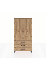 Arges Dolap Tek Raflı 3 Çekmeceli Tek Askılı 88x30x163