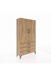 Arges Dolap Tek Raflı 3 Çekmeceli Tek Askılı 88x30x163 - S21M146V9A