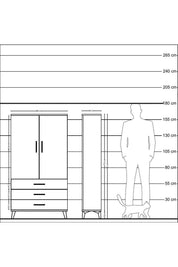 Arges Dolap Tek Raflı 3 Çekmeceli Tek Askılı 88x30x163 - S21M146V9A