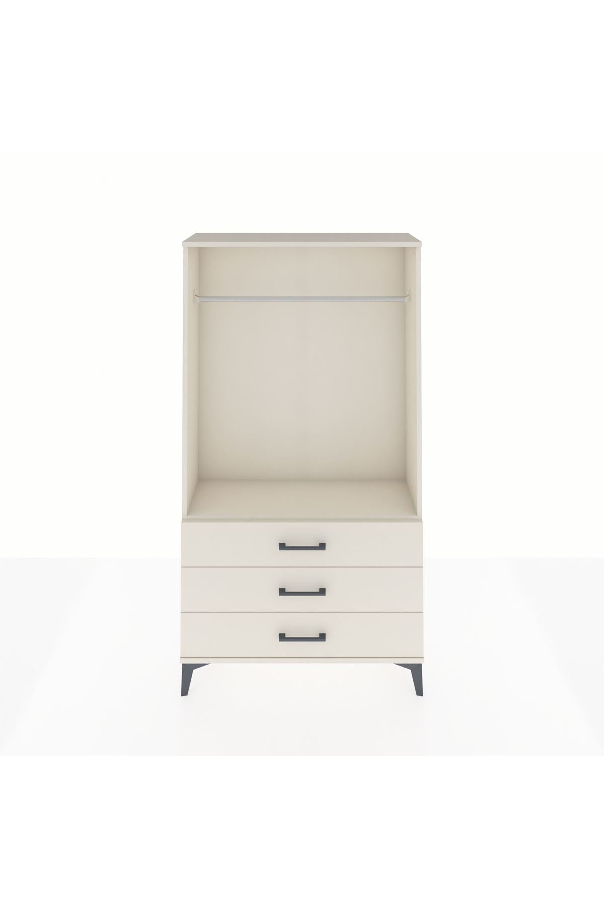 Arges Dolap Tek Raflı 3 Çekmeceli Tek Askılı 88x30x163 - S21M147V1A