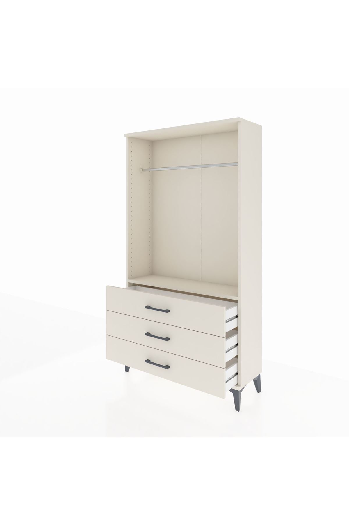Arges Dolap Tek Raflı 3 Çekmeceli Tek Askılı 88x30x163 - S21M147V1A