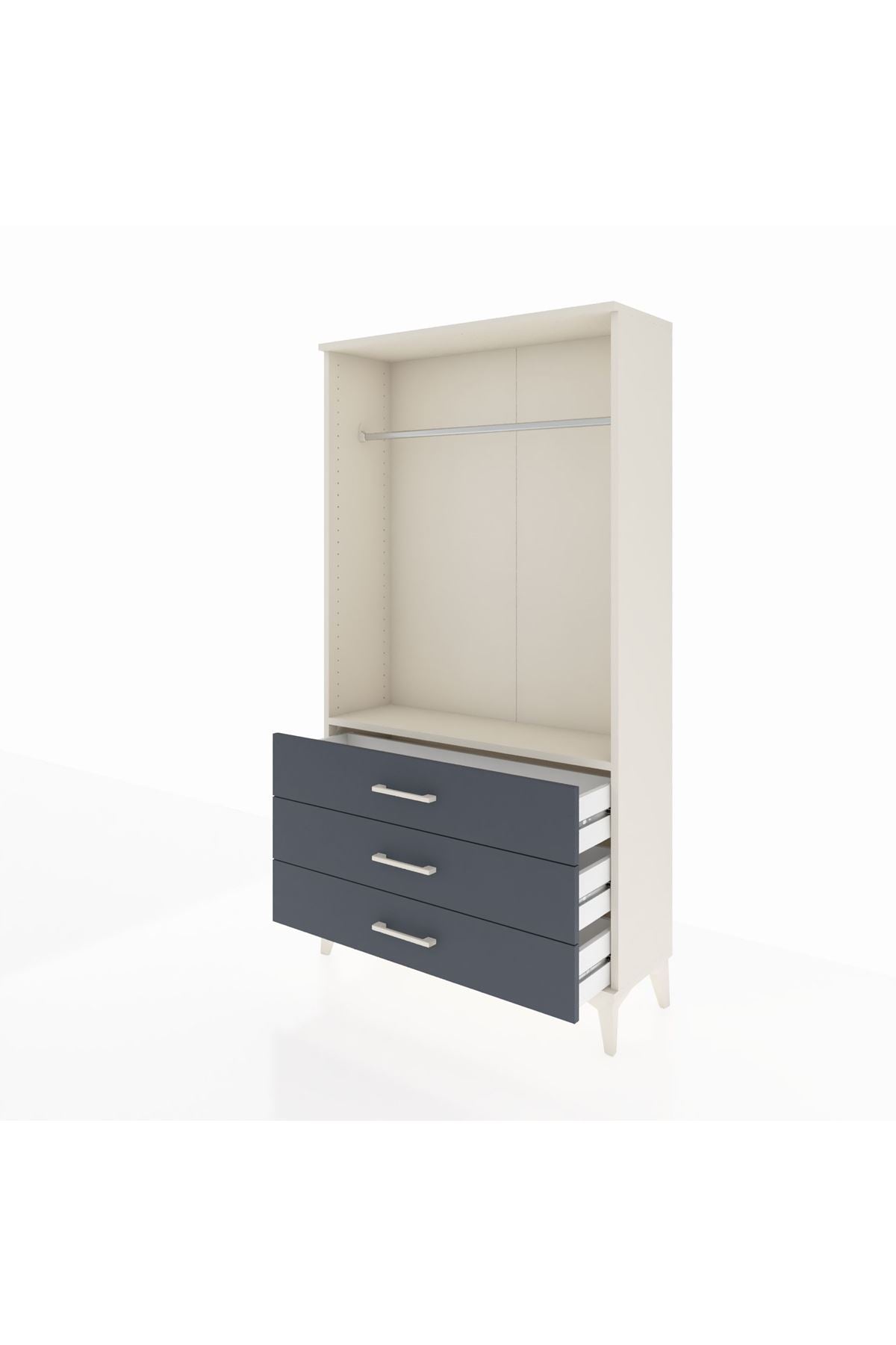 Arges Dolap Tek Raflı 3 Çekmeceli Tek Askılı 88x30x163 - S21M147V2A