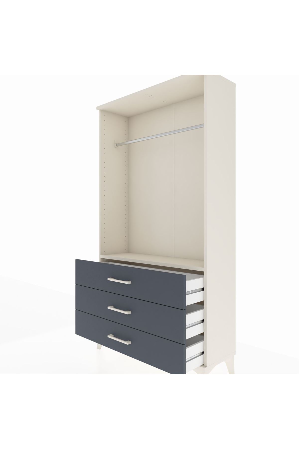 Arges Dolap Tek Raflı 3 Çekmeceli Tek Askılı 88x30x163 - S21M147V2A