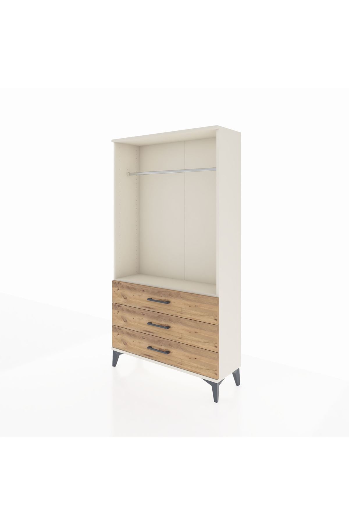 Arges Dolap Tek Raflı 3 Çekmeceli Tek Askılı 88x30x163 - S21M147V3A