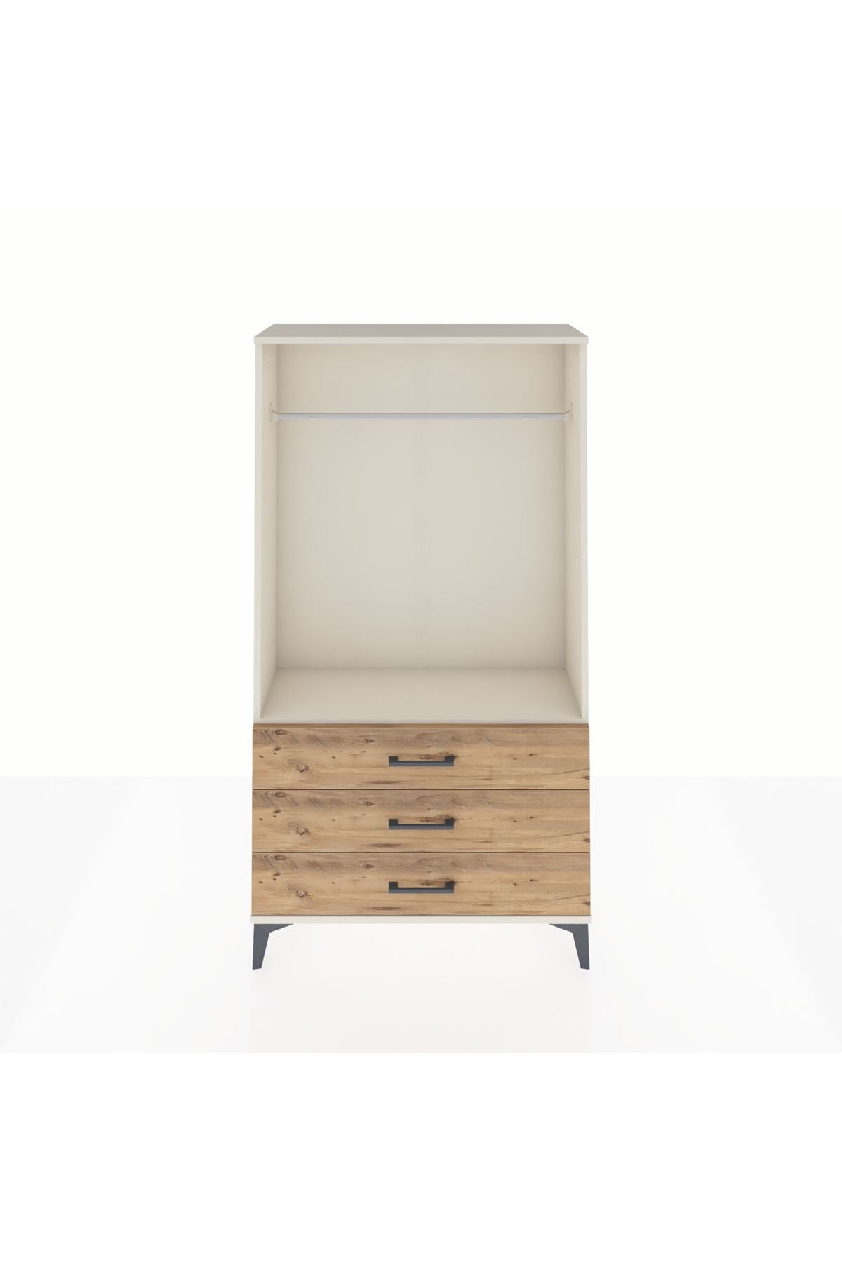 Arges Dolap Tek Raflı 3 Çekmeceli Tek Askılı 88x30x163 - S21M147V3A
