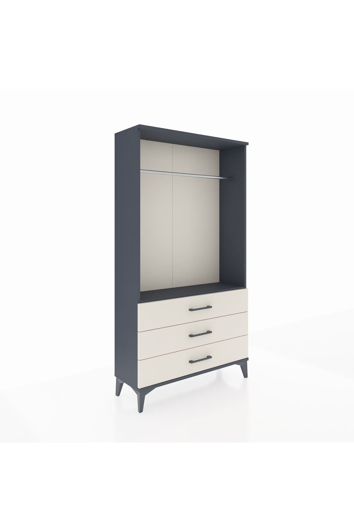 Arges Dolap Tek Raflı 3 Çekmeceli Tek Askılı 88x30x163 - S21M147V4A