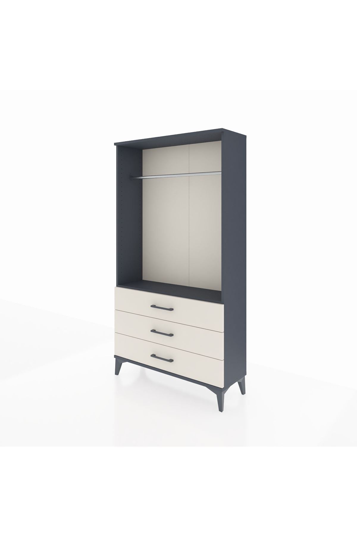 Arges Dolap Tek Raflı 3 Çekmeceli Tek Askılı 88x30x163 - S21M147V4A